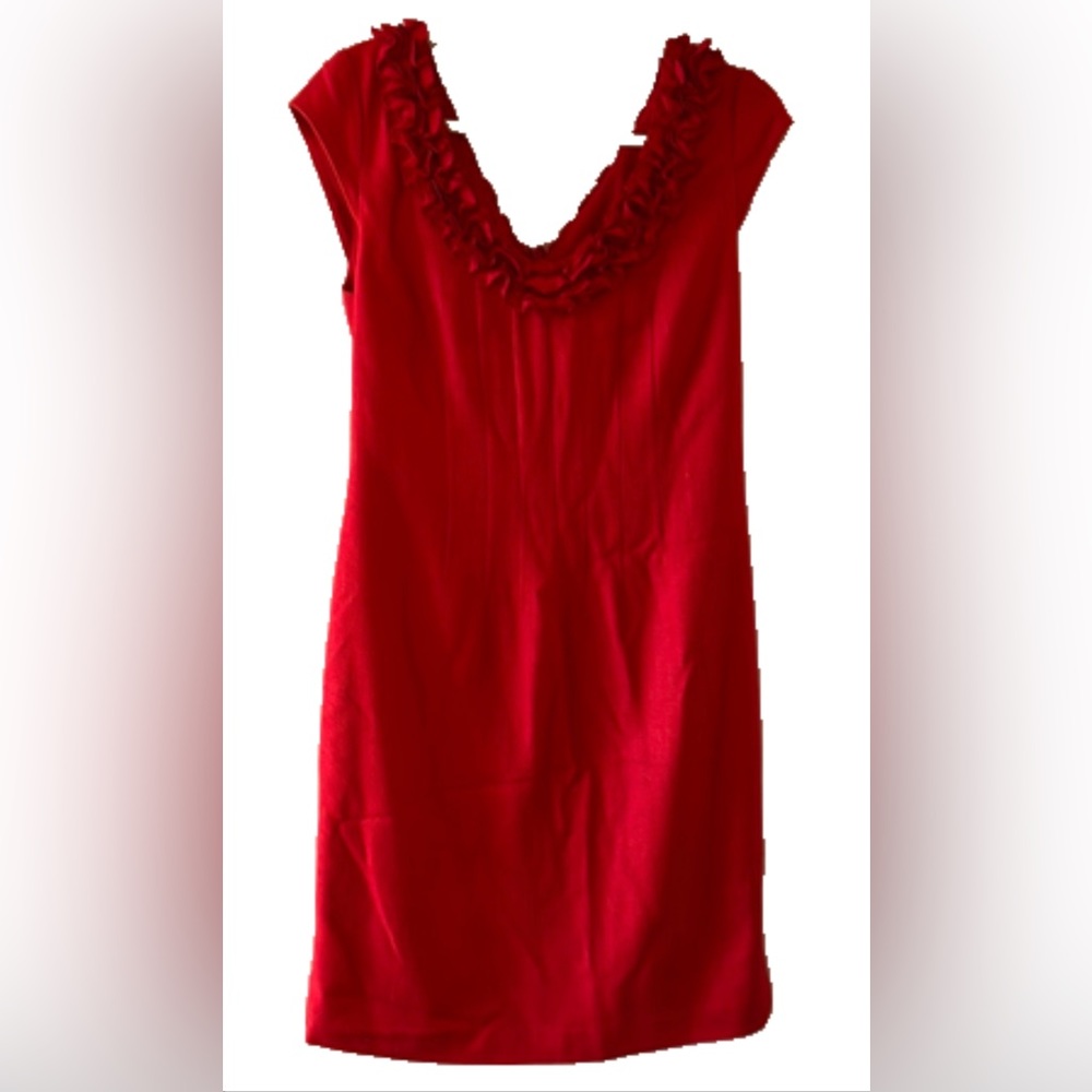 Kay Unger red silk dress with ruffle accent size 10